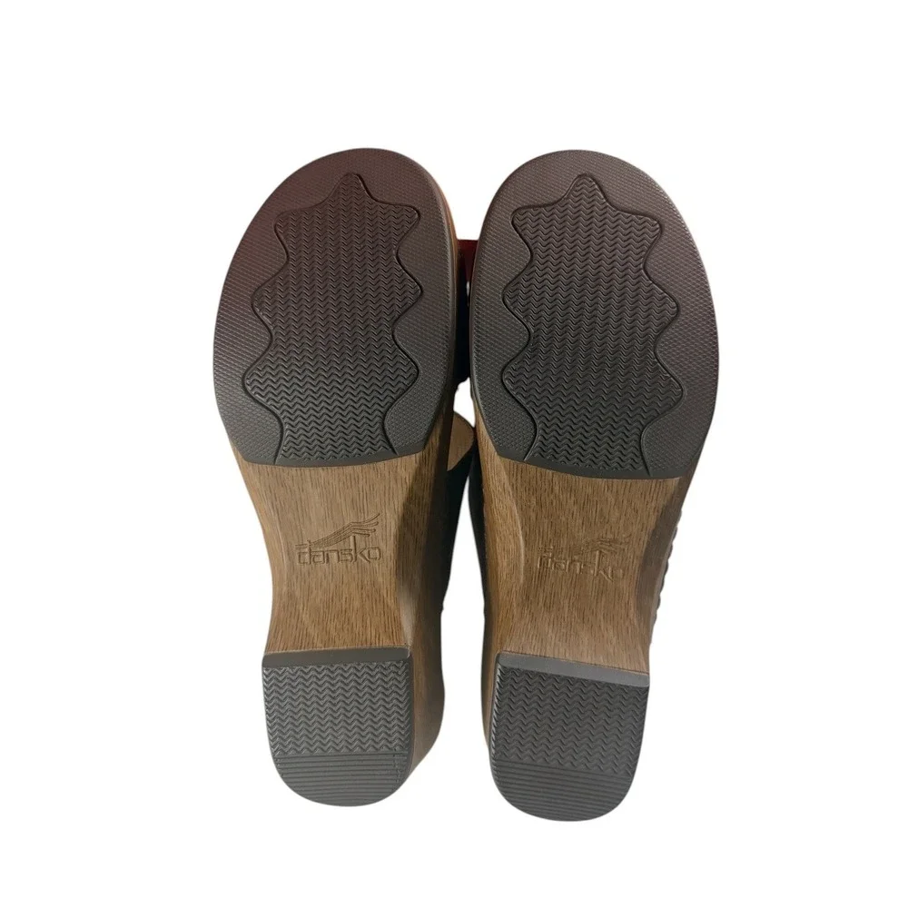 Dansko Sophie Floral Tooled Brown Leather Slide Sandals EU 41 US 10.5